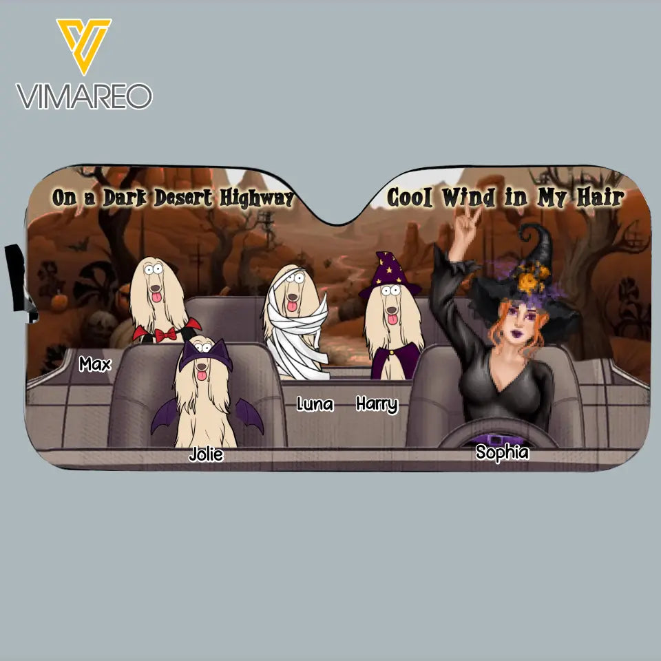 Personalized Dog Halloween & Witch Dog Lovers Gift Halloween Gift Car Shade Printed MTVQ23351