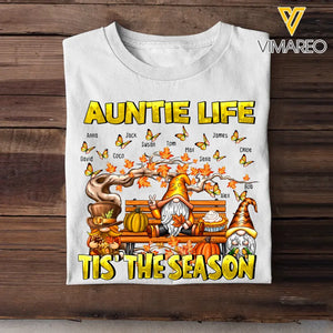 Personalized Fall Season Gnome Auntie Life Butterflies with Kid Names T-shirt HTHHN23433