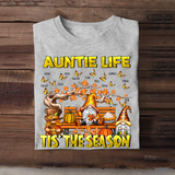 Personalized Fall Season Gnome Auntie Life Butterflies with Kid Names T-shirt HTHHN23433