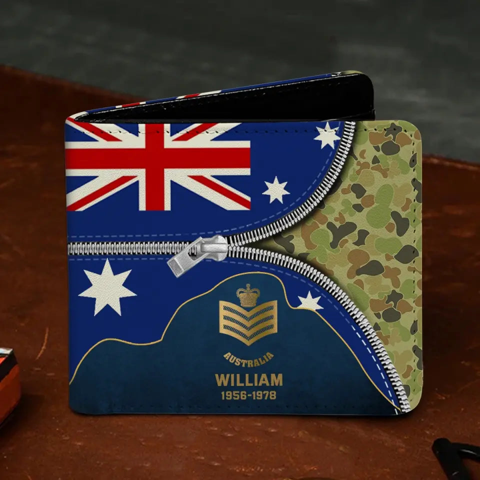 Personalized Australian Veteran Retired Leather Wallet 3D Print QTPN437
