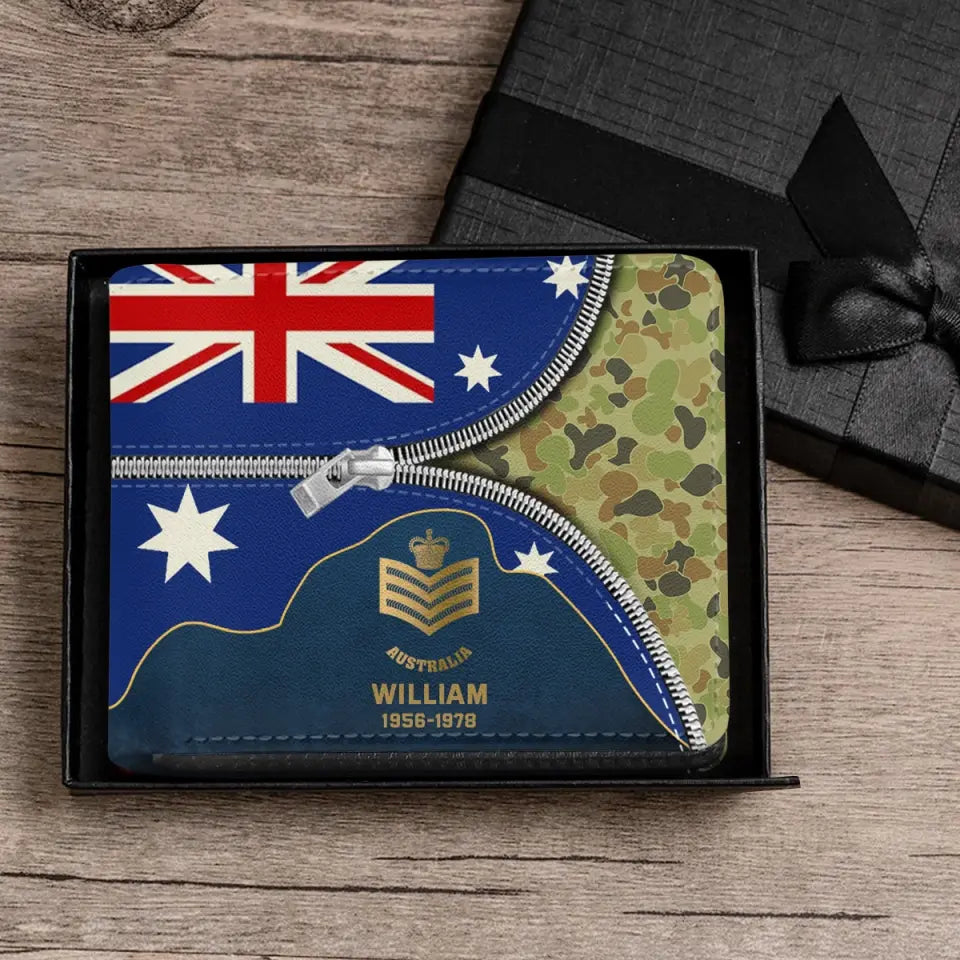 Personalized Australian Veteran Retired Leather Wallet 3D Print QTPN437