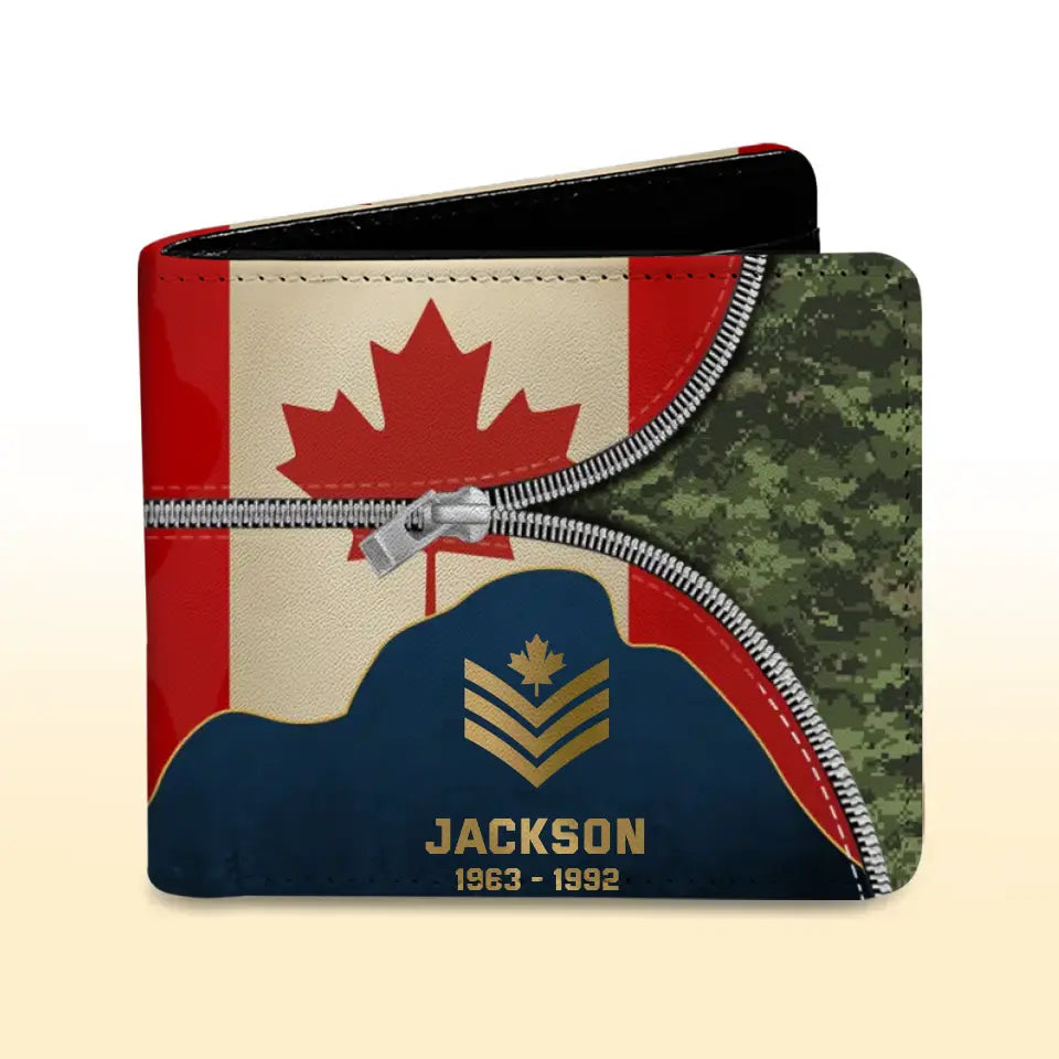 Personalized Canadian Army Veteran Retired Leather Wallet 3D Print QTPN437