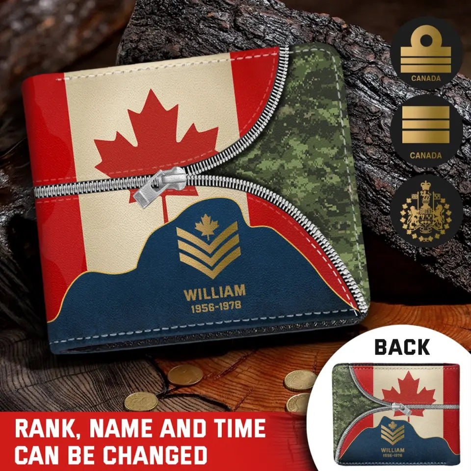 Personalized Canadian Army Veteran Retired Leather Wallet 3D Print QTPN437
