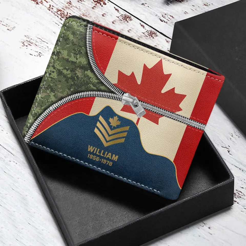 Personalized Canadian Army Veteran Retired Leather Wallet 3D Print QTPN437