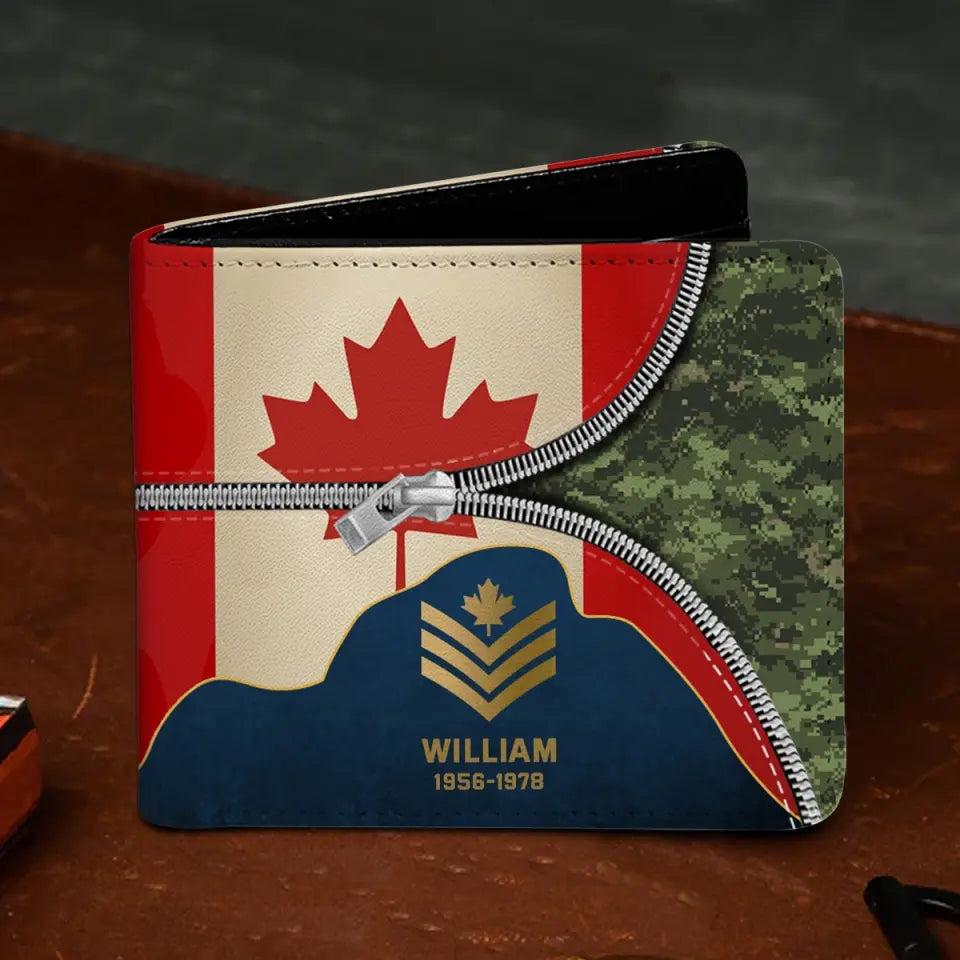 Personalized Canadian Army Veteran Retired Leather Wallet 3D Print QTPN437
