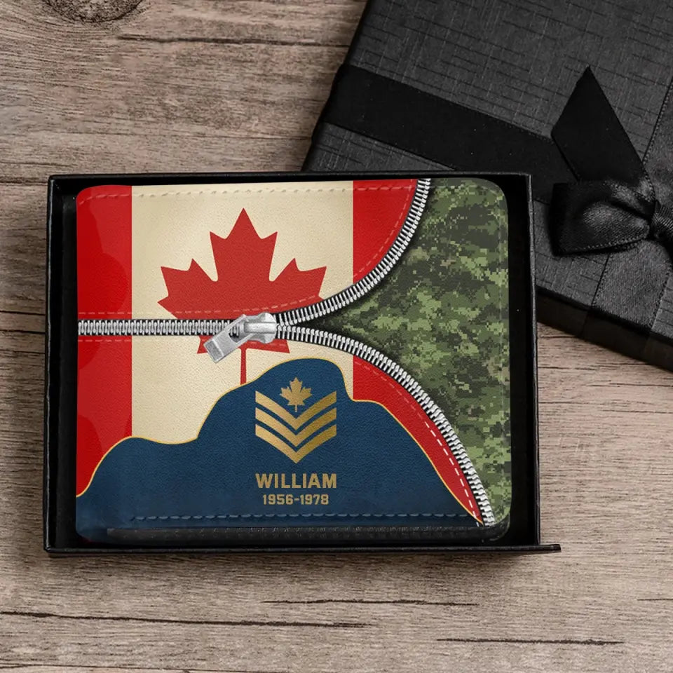 Personalized Canadian Army Veteran Retired Leather Wallet 3D Print QTPN437