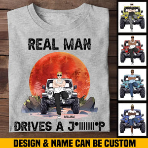 Personalized Real Man Drive A Jeep T-shirt Printed QTHN452