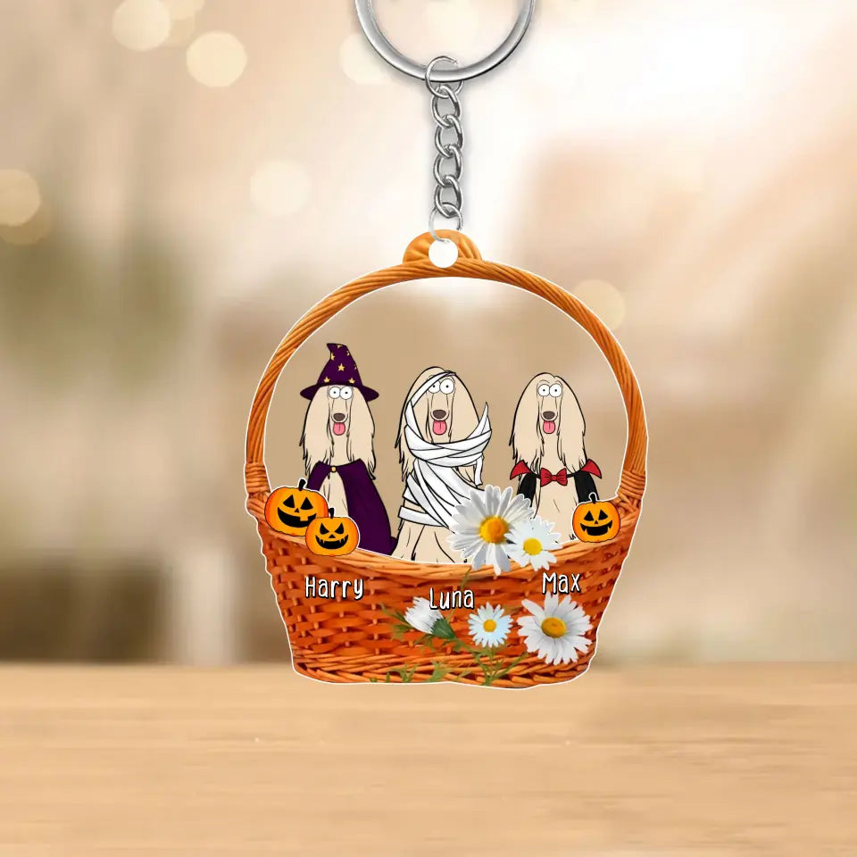 Personalized Dog Halloween Custom Name Dog Lovers Gift Acrylic Keychain Printed MTHN23362