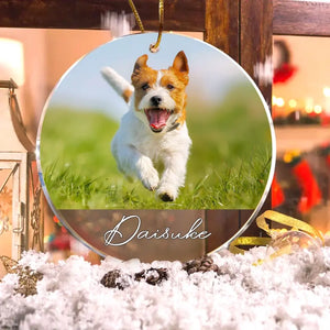 Personalized Upload Your Dog Photo Dog Lovers Gift Christmas Gift Acrylic/Plastic Ornament Printed KVH23465