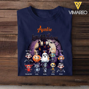 Personalized Auntie of Little Monsters Kid Names Halloween Gift T-shirt Printed VQ23455