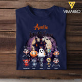 Personalized Auntie of Little Monsters Kid Names Halloween Gift T-shirt Printed VQ23455
