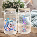 Personalized Auntie Dolphins with Kid Names Can Glass MTPN23464