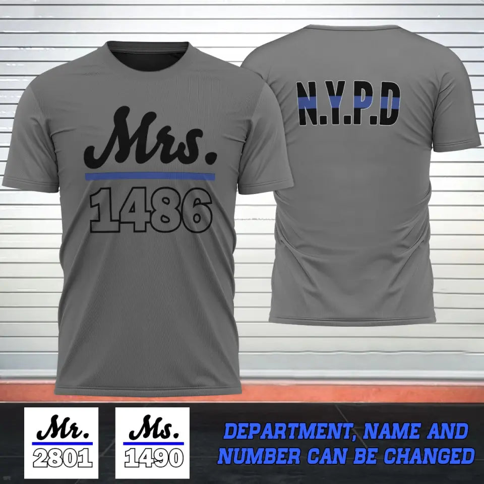 Personalized US Police Blue Thin Line 3D Printed Tshirt QTVQ23440