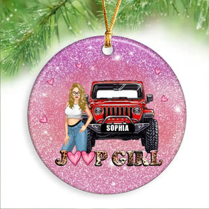 Personalized Jeep Girl with Name Lovers Gift Christmas Gift Acrylic/Ceramic Ornament Printed LDMHN23479