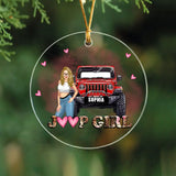 Personalized Jeep Girl with Name Lovers Gift Christmas Gift Acrylic/Ceramic Ornament Printed LDMHN23479