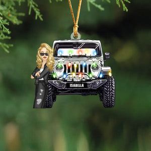 Personalized Jeep Girl Christmas Gift Acrylic/Plastic Ornament Printed QTHN481