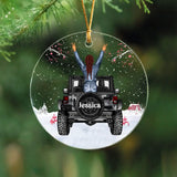 Personalized Jeep Girl with Name Christmas Gift Acrylic/Ceramic Ornament Printed KVH23491