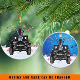 Personalized Jeep Girl with Name Christmas Gift Acrylic/Ceramic Ornament Printed KVH23491