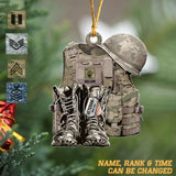 Personalized US Rank Military Camo Custom Name Christmas Gift Acrylic/Plastic Ornament Printed QTPN23503