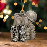 Personalized US Rank Military Camo Custom Name Christmas Gift Acrylic/Plastic Ornament Printed QTPN23503