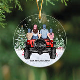 Personalized Family with Jeep Christmas Gift Acrylic or Ceremic Ornament Printed PTN23508