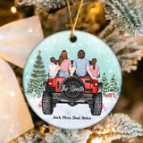 Personalized Family with Jeep Christmas Gift Acrylic or Ceremic Ornament Printed PTN23508