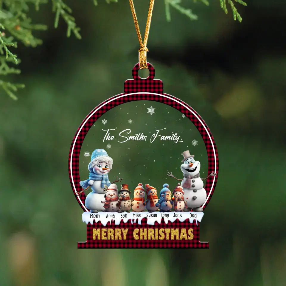Personalized The Smiths Family Snowman & Kid Names Christmas Gift Acrylic Ornament Printed MTHN23518