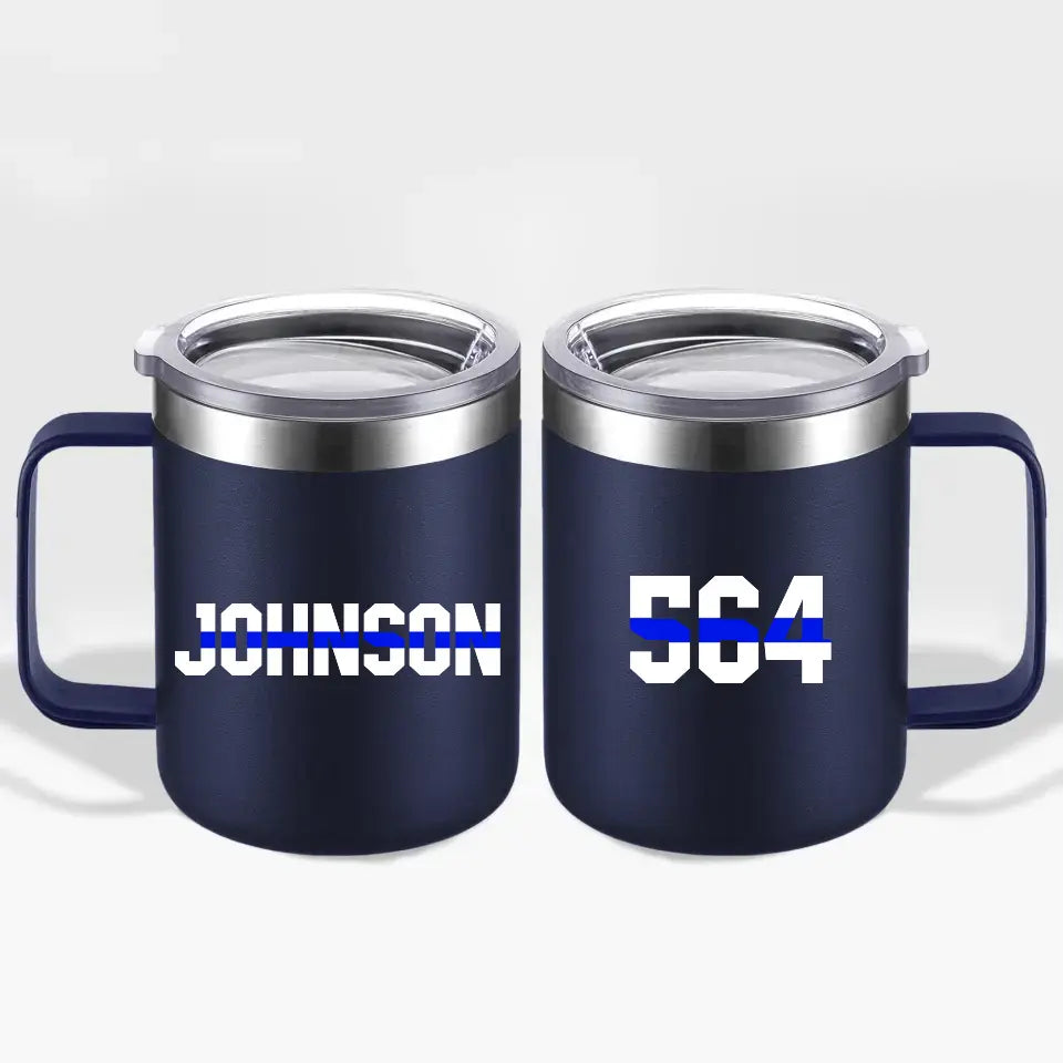 Personalized Police Badge Number & Name Laser Handle Cup Printed QTKVH23497
