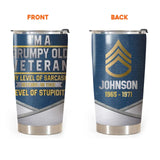 Personalized US Veteran I'm A Grumpy Old Veteran Tumbler Printed QTKH525