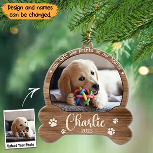 Personalized You Left Paw Prints On Our Hearts Wooden Ornament Printed HTHHN23544