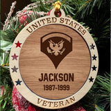 Personalized United States Veteran Rank Camo Christmas Gift Wooden Ornament PrintedKVH23540