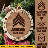 Personalized United States Veteran Rank Camo Christmas Gift Wooden Ornament PrintedKVH23540