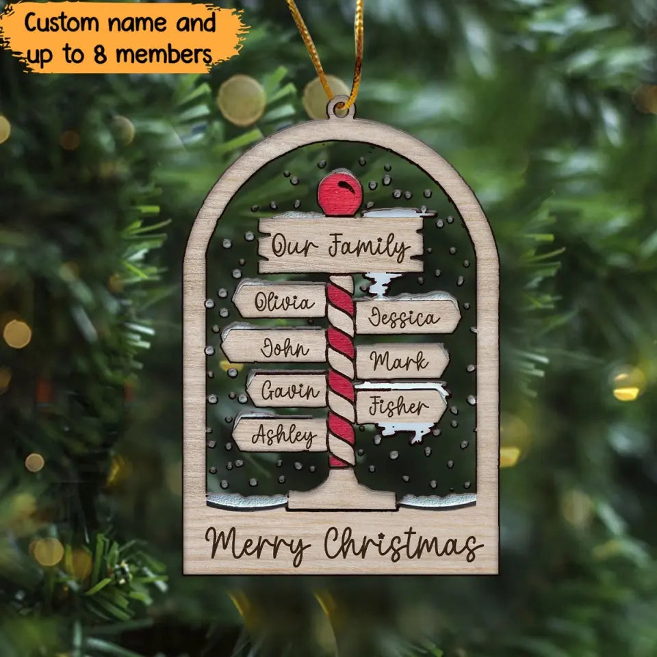 Personalized Our Family Merry Chrismas Christmas Gift Acrylic Ornament Printed HTHVQ23519