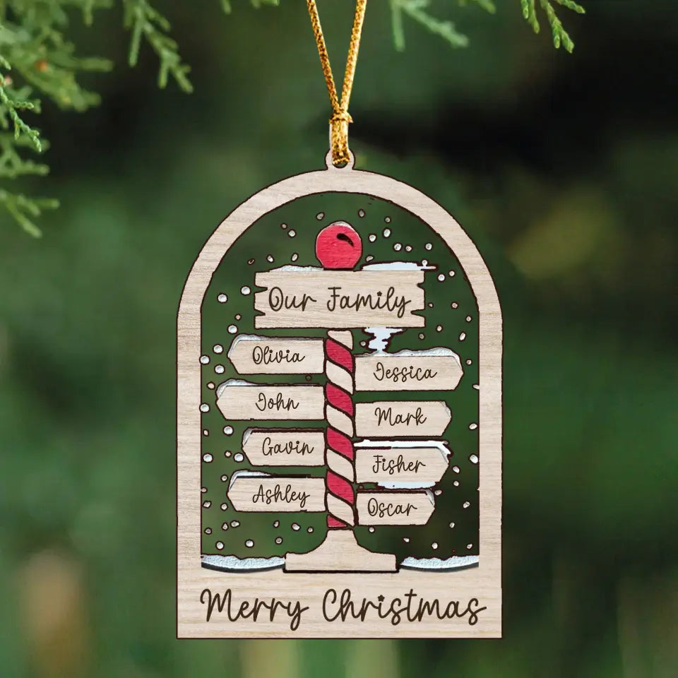 Personalized Our Family Merry Chrismas Christmas Gift Acrylic Ornament Printed HTHVQ23519