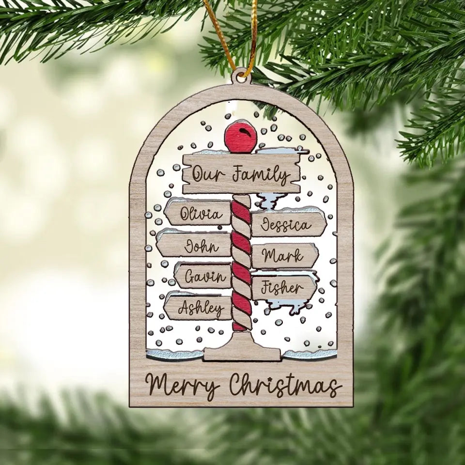 Personalized Our Family Merry Chrismas Christmas Gift Acrylic Ornament Printed HTHVQ23519