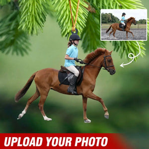 Personalized Upload Your Horse Riding Photo Acrylic Ornament Printed VQ23580