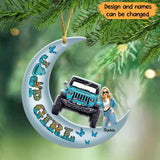 Personalized Jeep Girl with Name Crescent Moon Acrylic Ornament Printed MTHN23579