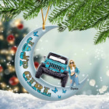 Personalized Jeep Girl with Name Crescent Moon Acrylic Ornament Printed MTHN23579
