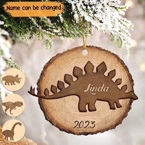 Personalized Dinosaur Family Christmas Gift Wooden Ornament Printed QTPN586