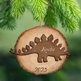 Personalized Dinosaur Family Christmas Gift Wooden Ornament Printed QTPN586