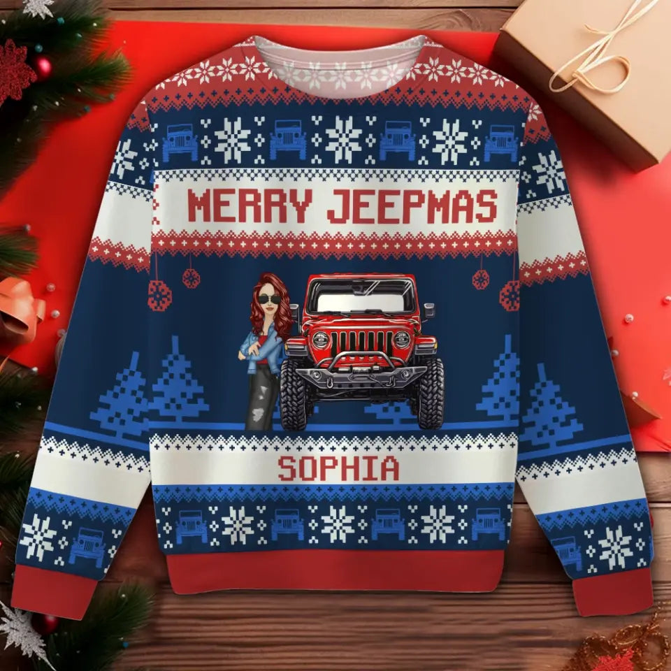 Personalized Merry Jeepmas Christmas Gift Sweater Printed LDMKVH23505