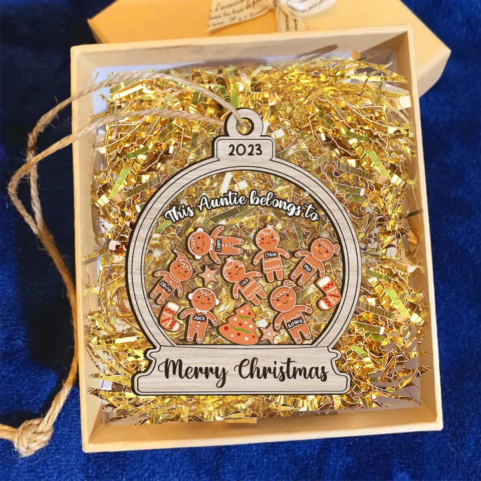 Personalized This Auntie Belongs To Merry Christmas 2023 Wooden Ornament 2 Layer Printed HTHVQ23598