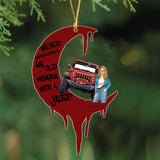 Personalized Never Underestimate An Old Women With A Jeep Crescent Moon Acrylic Ornament Printed NMTKVH23604