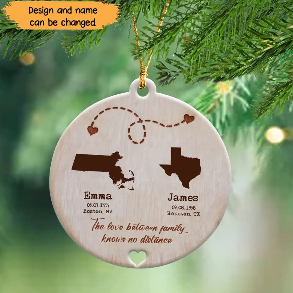 Personalized The Love Between Family Knows No Distance Couple Gift Xmas Gift Wood Ornament Printed QTHN23600