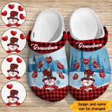 Personalized Grandma Snowman Hearts with Kid Names Clogs Slipper Shoes Printed VQ23607