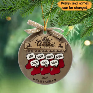 Personalized Merry Christmas 2023 Our Family Wooden Ornament Printed HTHHN23620