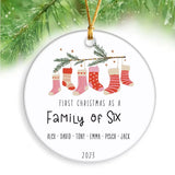 Personalized First Christmas As A Family Of Six Custom Member Name Ceramic Ornament Printed HTHVQ23624