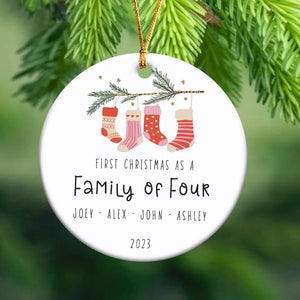 Personalized First Christmas As A Family Of Six Custom Member Name Ceramic Ornament Printed HTHVQ23624