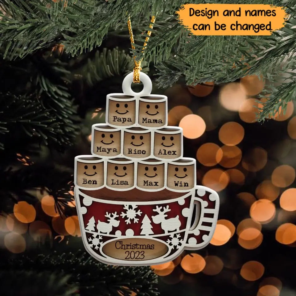 Personalized Christmas 2023 Family Names or 1st Married Christmas Wooden Ornament Printed HTHHN23627