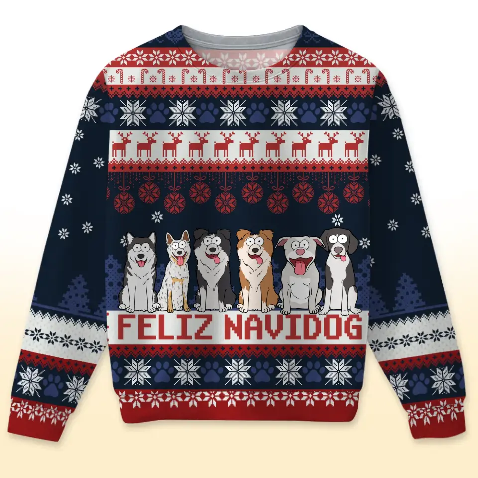 Personalized Feliz Navidog Ugly Sweater Printed NMTKVH23634